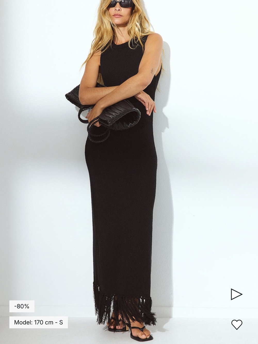 Black Knitted Fringe Midi Dress
